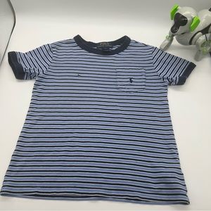 Boy Polo Ralph Lauren Tee. Size 5. Striped Navy Blue/Light Blue/White.